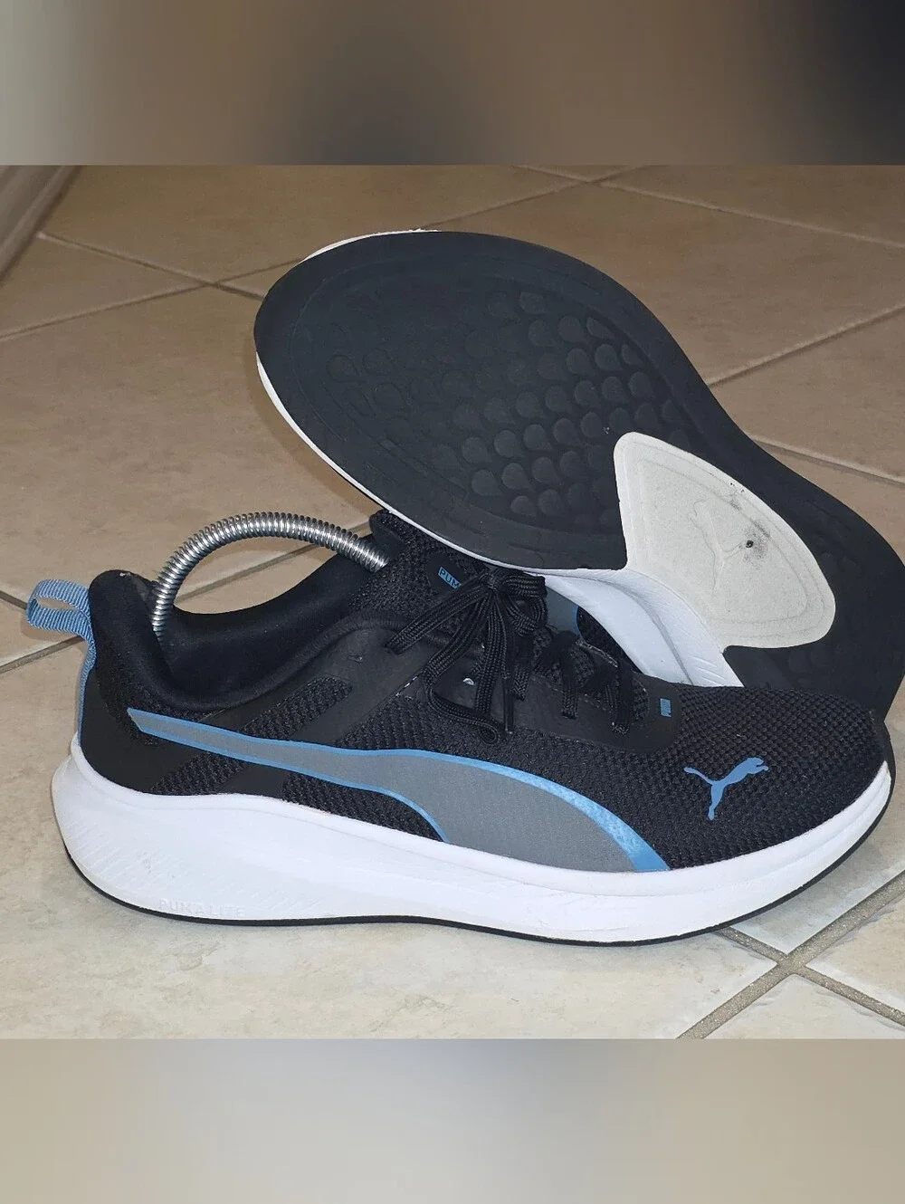 PUMA Mens Black & Blue Lightweight Running Shoe Size 11